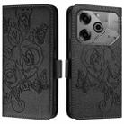 For Tecno Pova 6 Neo Embossed Rose RFID Anti-theft Leather Phone Case(Black) - 3