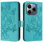 For Tecno Spark 20 Pro 5G Embossed Rose RFID Anti-theft Leather Phone Case(Light Blue) - 2