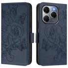 For Tecno Spark 20 Pro 5G Embossed Rose RFID Anti-theft Leather Phone Case(Dark Blue) - 2