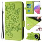 For Tecno Spark 30C Embossed Rose RFID Anti-theft Leather Phone Case(Green) - 1