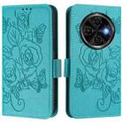 For Tecno Spark 30C Embossed Rose RFID Anti-theft Leather Phone Case(Light Blue) - 2