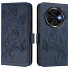 For Tecno Spark 30C Embossed Rose RFID Anti-theft Leather Phone Case(Dark Blue) - 2