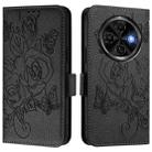 For Tecno Spark 30C Embossed Rose RFID Anti-theft Leather Phone Case(Black) - 2