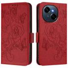 For Tecno Spark Go 1 / Spark Go 2025 Embossed Rose RFID Anti-theft Leather Phone Case(Red) - 2