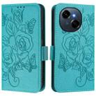 For Tecno Spark Go 1 / Spark Go 2025 Embossed Rose RFID Anti-theft Leather Phone Case(Light Blue) - 2