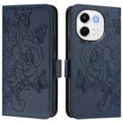 For Tecno Spark 30 5G Embossed Rose RFID Anti-theft Leather Phone Case(Dark Blue) - 2