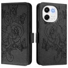 For Tecno Spark 30 5G Embossed Rose RFID Anti-theft Leather Phone Case(Black) - 2