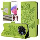 For Tecno Spark 30C 5G / Pop 9 5G Embossed Rose RFID Anti-theft Leather Phone Case(Green) - 1