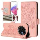 For Tecno Spark 30C 5G / Pop 9 5G Embossed Rose RFID Anti-theft Leather Phone Case(Pink) - 1