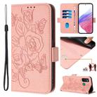 For Tecno Camon 15 / 15 Air Embossed Rose RFID Anti-theft Leather Phone Case(Pink) - 1