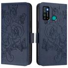 For Tecno Camon 15 / 15 Air Embossed Rose RFID Anti-theft Leather Phone Case(Dark Blue) - 2