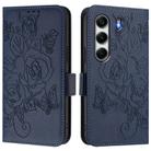 For Tecno Camon 40 4G Embossed Rose RFID Anti-theft Leather Phone Case(Dark Blue) - 2
