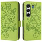 For Tecno Camon 40 Pro 4G Embossed Rose RFID Anti-theft Leather Phone Case(Green) - 2