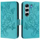 For Tecno Camon 40 Pro 4G Embossed Rose RFID Anti-theft Leather Phone Case(Light Blue) - 2
