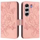 For Tecno Camon 40 Pro 4G Embossed Rose RFID Anti-theft Leather Phone Case(Pink) - 2