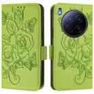 For Tecno Camon 40 Premier Embossed Rose RFID Anti-theft Leather Phone Case(Green) - 2