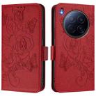 For Tecno Camon 40 Premier Embossed Rose RFID Anti-theft Leather Phone Case(Red) - 2