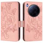 For Tecno Camon 40 Premier Embossed Rose RFID Anti-theft Leather Phone Case(Pink) - 2