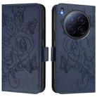 For Tecno Camon 40 Premier Embossed Rose RFID Anti-theft Leather Phone Case(Dark Blue) - 2