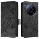 For Tecno Camon 40 Premier Embossed Rose RFID Anti-theft Leather Phone Case(Black) - 2