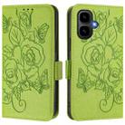 For Tecno Pop 10 / Infinix Smart 10 4G Embossed Rose RFID Anti-theft Leather Phone Case(Green) - 2