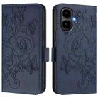 For Tecno Pop 10 / Infinix Smart 10 4G Embossed Rose RFID Anti-theft Leather Phone Case(Dark Blue) - 2