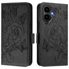 For Tecno Pop 10 / Infinix Smart 10 4G Embossed Rose RFID Anti-theft Leather Phone Case(Black) - 2