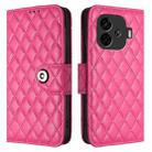 For vivo iQOO Z9 / Z9 Turbo Rhombic Texture Flip Leather Phone Case with Lanyard(Rose Red) - 2
