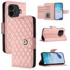 For vivo iQOO Z9 / Z9 Turbo Rhombic Texture Flip Leather Phone Case with Lanyard(Coral Pink) - 1