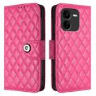 For vivo iQOO Z9x Rhombic Texture Flip Leather Phone Case with Lanyard(Rose Red) - 2