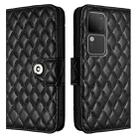For vivo V30 / V30 Pro Rhombic Texture Flip Leather Phone Case with Lanyard(Black) - 2