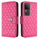 For vivo V30 / V30 Pro Rhombic Texture Flip Leather Phone Case with Lanyard(Rose Red) - 2