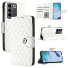 For vivo V27 / V27 Pro Rhombic Texture Flip Leather Phone Case with Lanyard(White) - 1