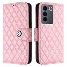 For vivo V27 / V27 Pro Rhombic Texture Flip Leather Phone Case with Lanyard(Pink) - 2