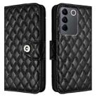 For vivo V27 / V27 Pro Rhombic Texture Flip Leather Phone Case with Lanyard(Black) - 2