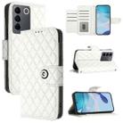 For vivo V27e / T2 Rhombic Texture Flip Leather Phone Case with Lanyard(White) - 1