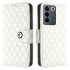 For vivo V27e / T2 Rhombic Texture Flip Leather Phone Case with Lanyard(White) - 2