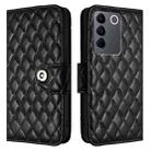 For vivo V27e / T2 Rhombic Texture Flip Leather Phone Case with Lanyard(Black) - 2
