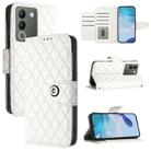 For vivo V29e / Y200 / V30 Lite Rhombic Texture Flip Leather Phone Case with Lanyard(White) - 1