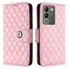 For vivo V29e / Y200 / V30 Lite Rhombic Texture Flip Leather Phone Case with Lanyard(Pink) - 2