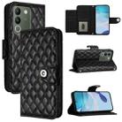 For vivo V29e / Y200 / V30 Lite Rhombic Texture Flip Leather Phone Case with Lanyard(Black) - 1