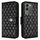 For vivo V29e / Y200 / V30 Lite Rhombic Texture Flip Leather Phone Case with Lanyard(Black) - 2