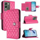 For vivo V29e / Y200 / V30 Lite Rhombic Texture Flip Leather Phone Case with Lanyard(Rose Red) - 1