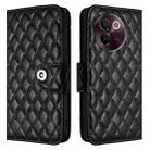 For vivo V30e Rhombic Texture Flip Leather Phone Case with Lanyard(Black) - 2