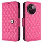 For vivo V30e Rhombic Texture Flip Leather Phone Case with Lanyard(Rose Red) - 2