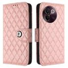 For vivo V30e Rhombic Texture Flip Leather Phone Case with Lanyard(Coral Pink) - 2