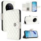 For vivo X100 Pro Rhombic Texture Flip Leather Phone Case with Lanyard(White) - 1