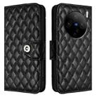 For vivo X100 Pro Rhombic Texture Flip Leather Phone Case with Lanyard(Black) - 2
