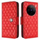 For vivo X100 Pro Rhombic Texture Flip Leather Phone Case with Lanyard(Red) - 2