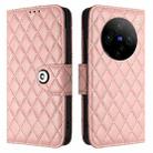 For vivo X100 Pro Rhombic Texture Flip Leather Phone Case with Lanyard(Coral Pink) - 2